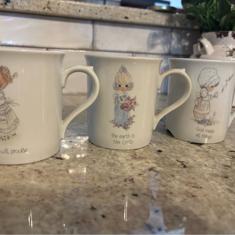 Precious Moments White Ceramic Mugs (set of 3)